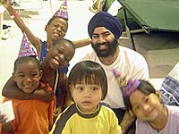 Navneet Singh with kids at a shelter home.